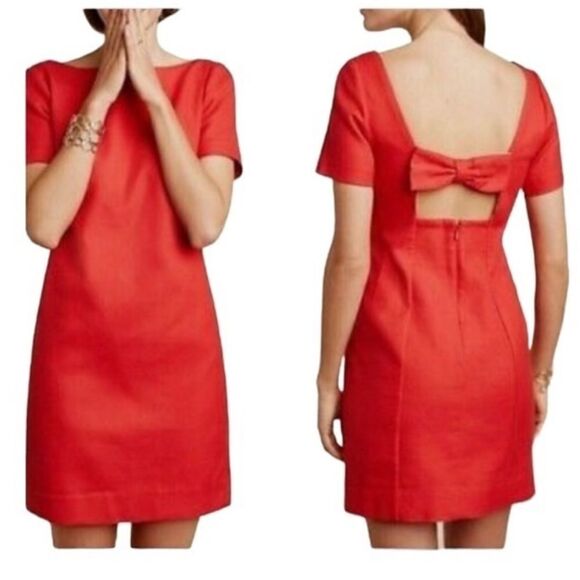 Anthropologie Dresses & Skirts - Anthropologie Maeve Red Bow Sheath Mini Dress | Size 8